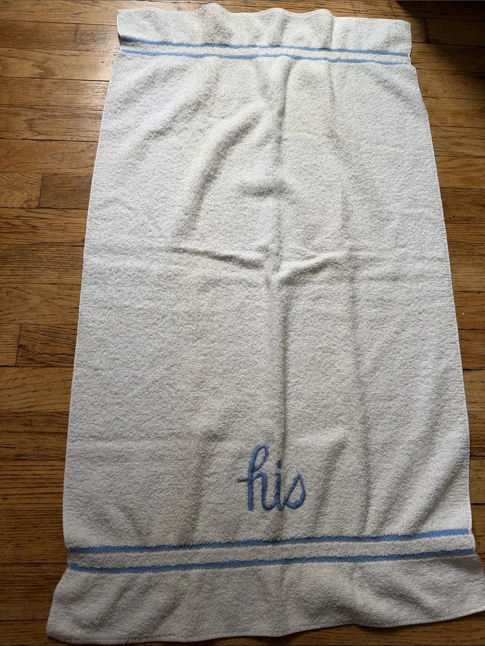 Vintage His and Hers Bath Embroidered Towels